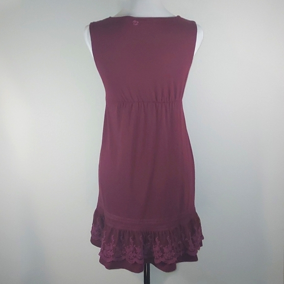 Billabong Burgundy Deep Purple V-Neck Lace Detail Y2K Dress Size Small - Picture 3 of 9